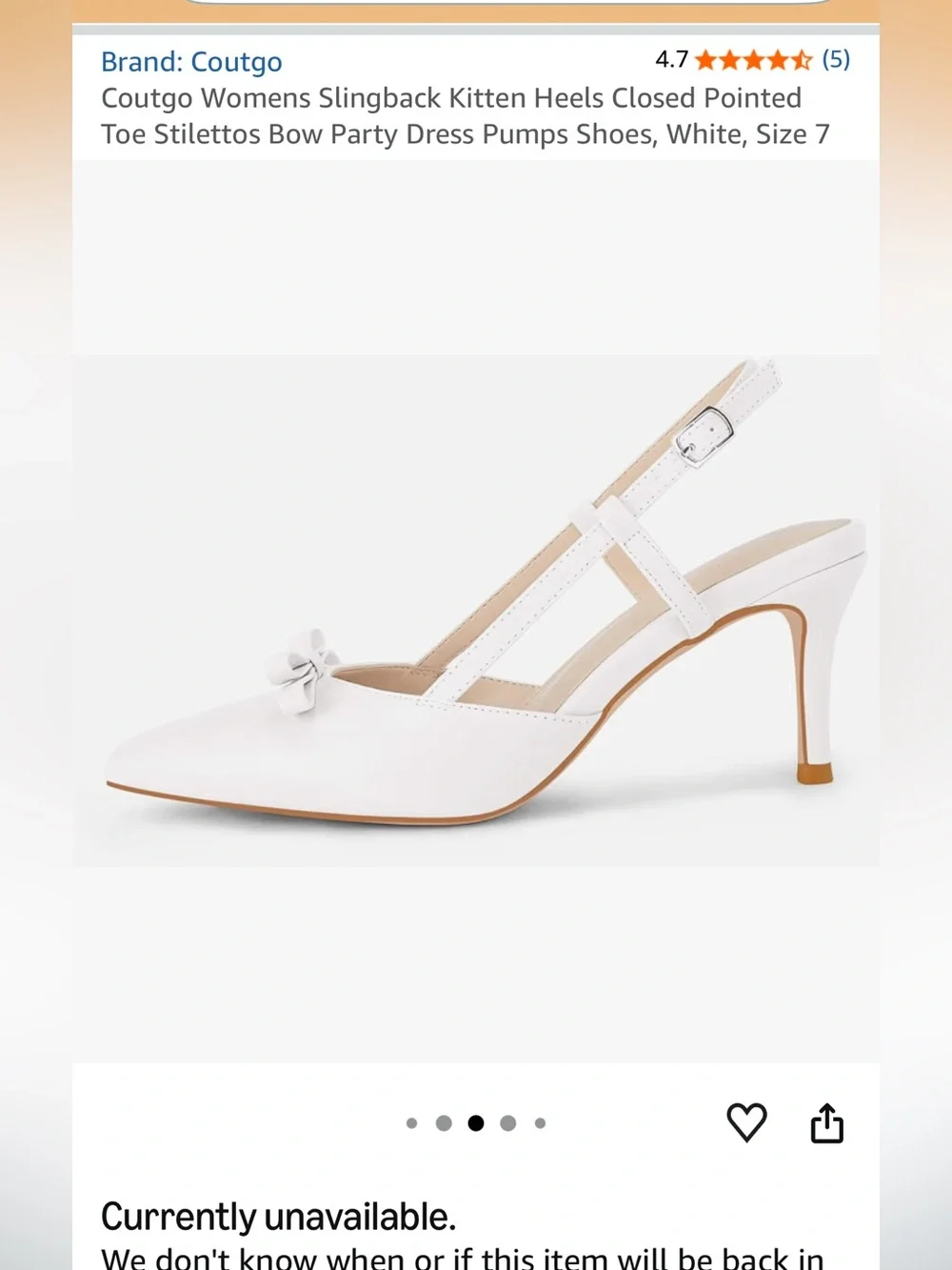 White Pointed Slingback Heels with Bow Accent